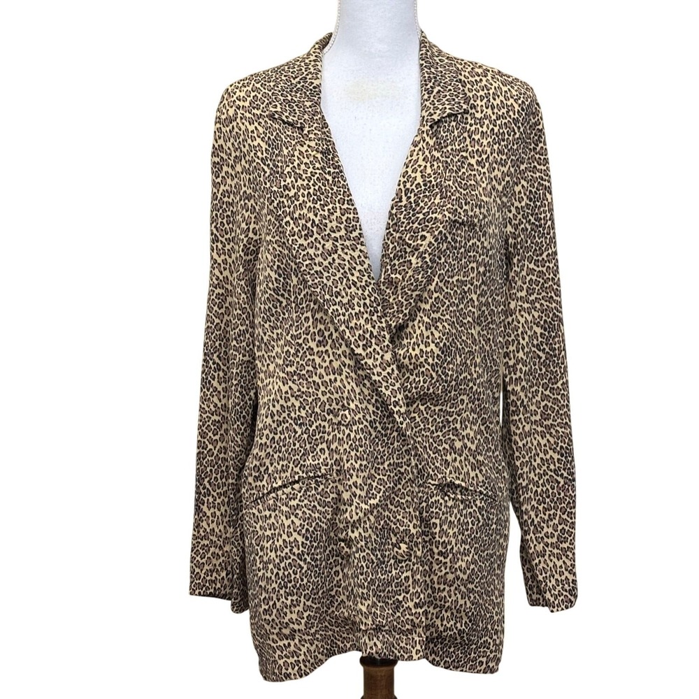 Flynn Skye Leopard Print Blazer Longline Small Oversized Boyfriend Slouchy
